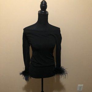 Feather cuffed long sleeve shirt